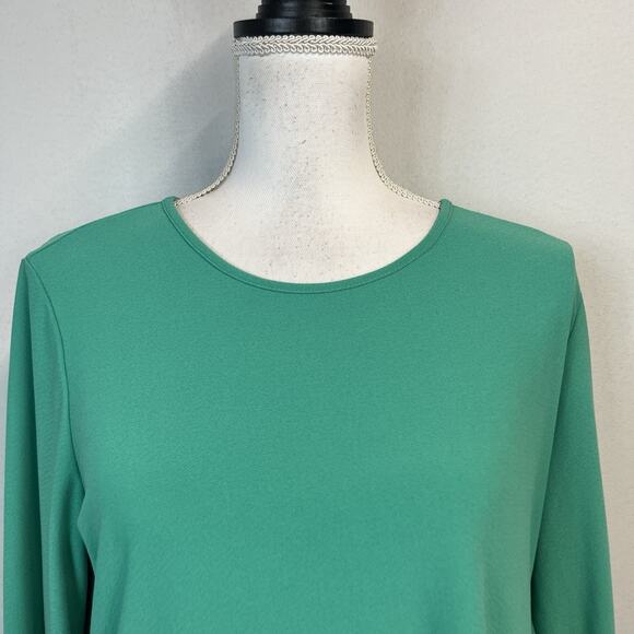 Susan Graver Top Blouse Tunic size Small Green Navy Blue Stretch Career Church - Picture 3 of 7